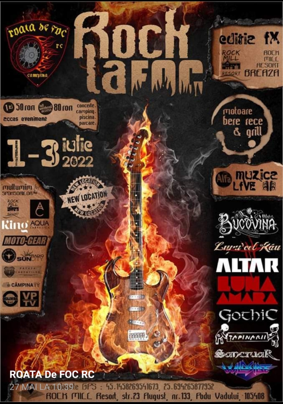 Sponsorizare Ediția a IX-a a festivalului  “Rock la Foc” organizată de Asociația Roata de Foc RC Câmpina: 01 – 03 iulie 2022