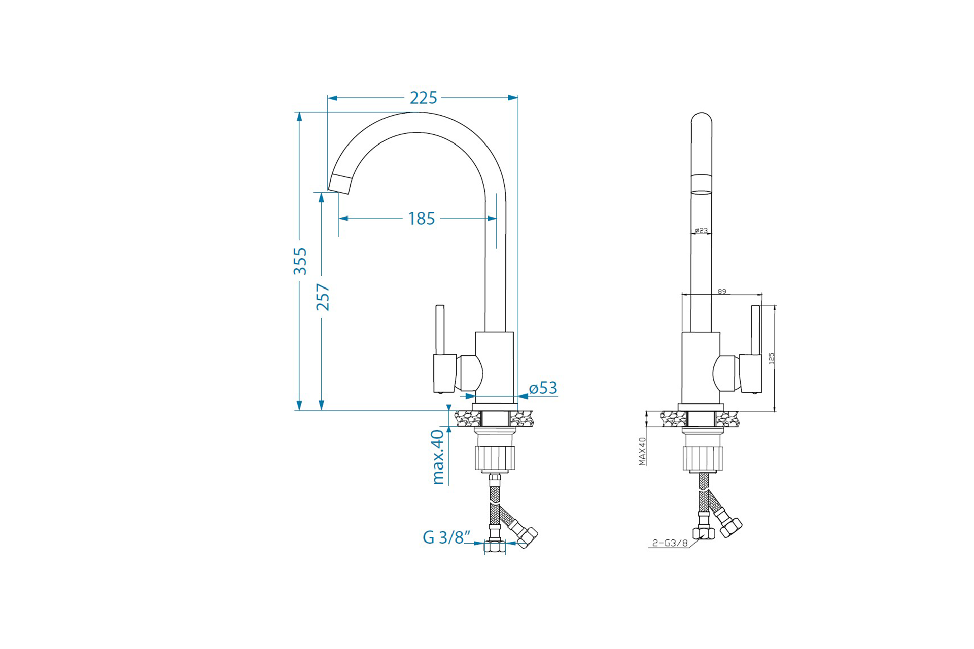Pachet chiuvetă Alveus Atrox 30 gri + baterie Jana G81 gri + sită inox - imagine 6