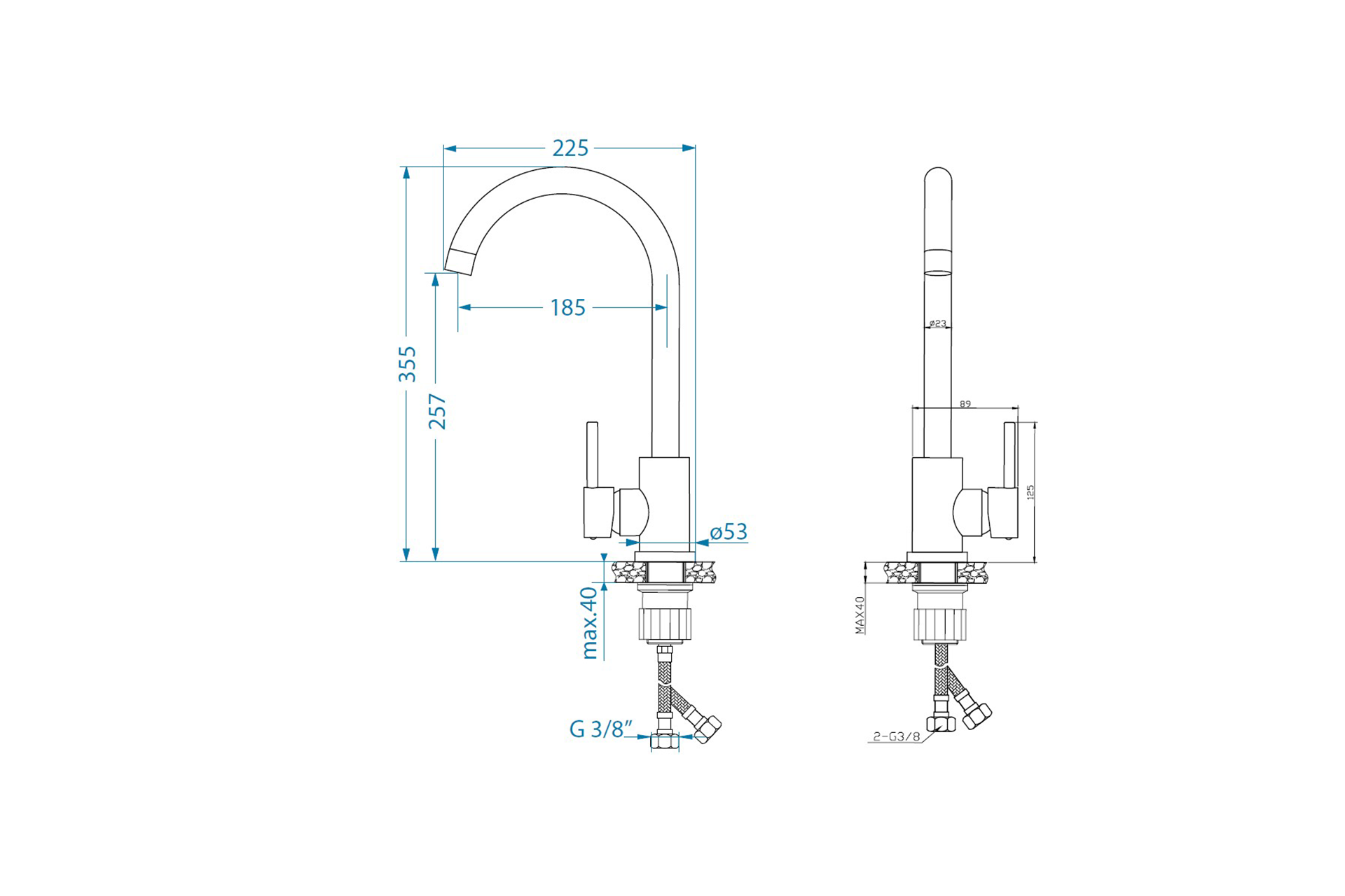 Pachet chiuvetă Alveus Atrox 30 Alb + baterie Jana G11 alb + sită inox - imagine 6