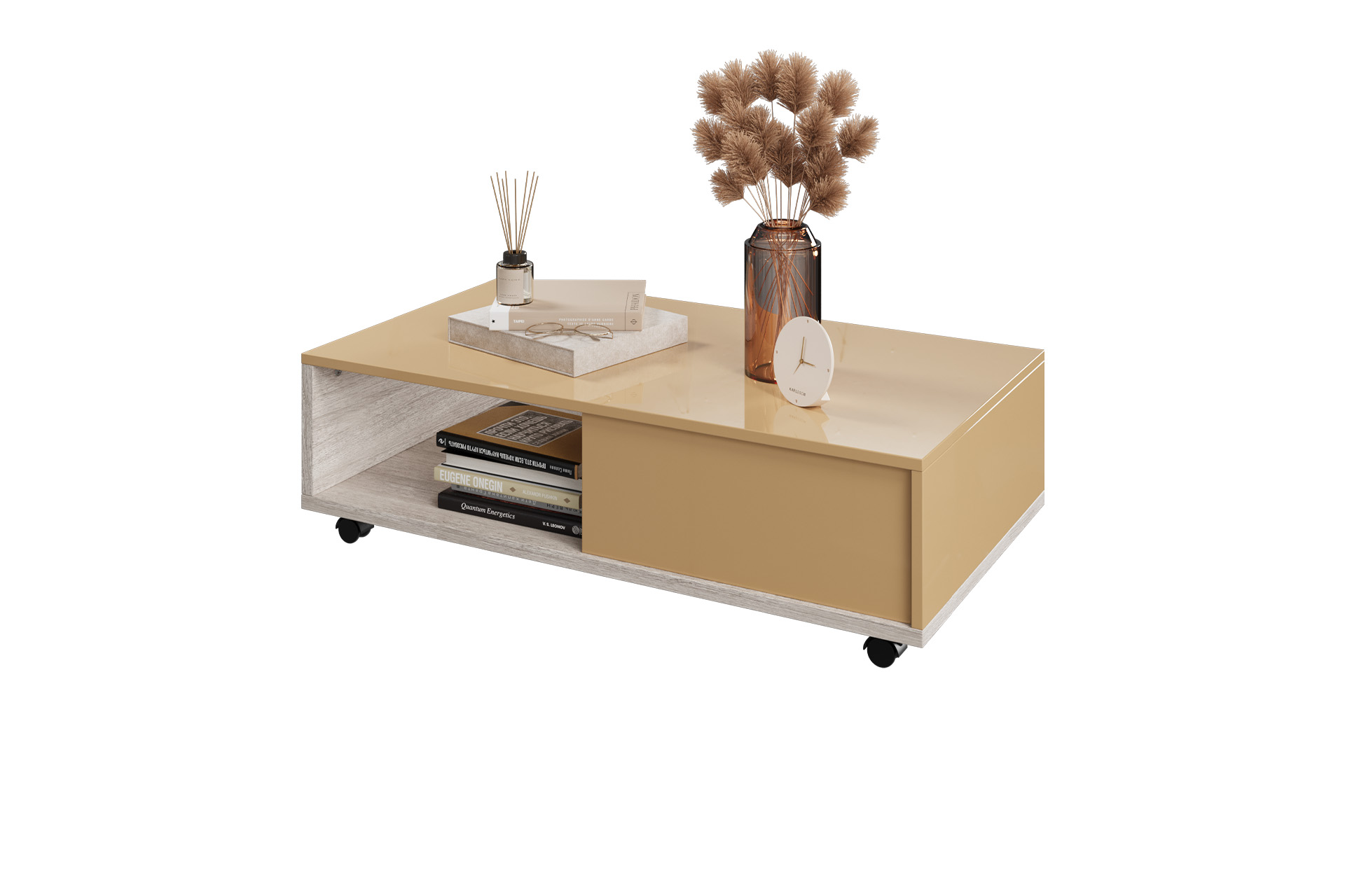 ゆうか Măsuță de cafea Malmi 100 cm cu sertare - cașmir | Mobilier Bogart