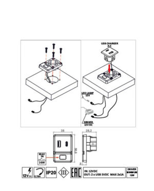 Set USB (A+C) cu întrerupător