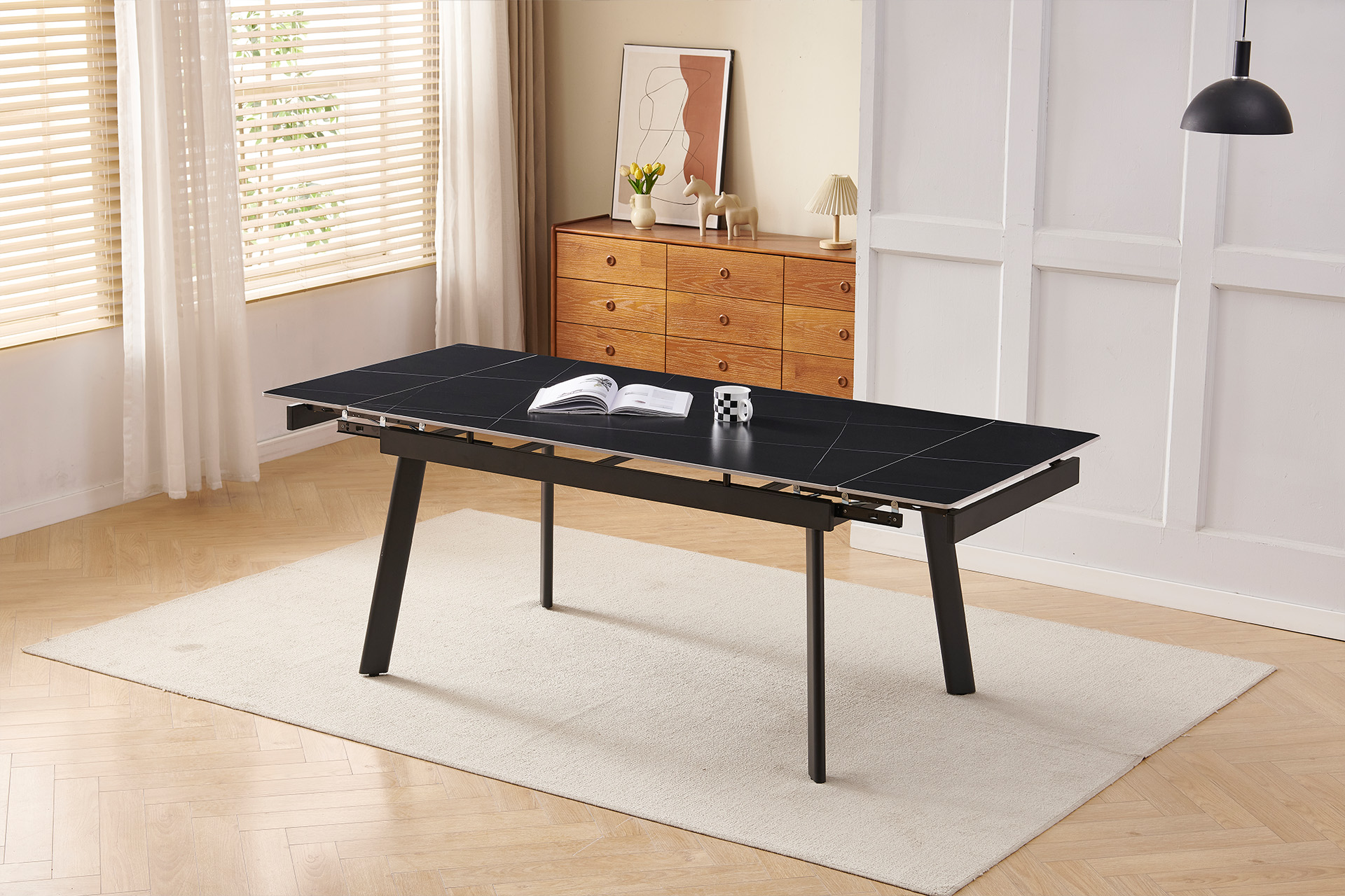 Masă extensibilă Manhattan black ceramic - Mobila LEMS
